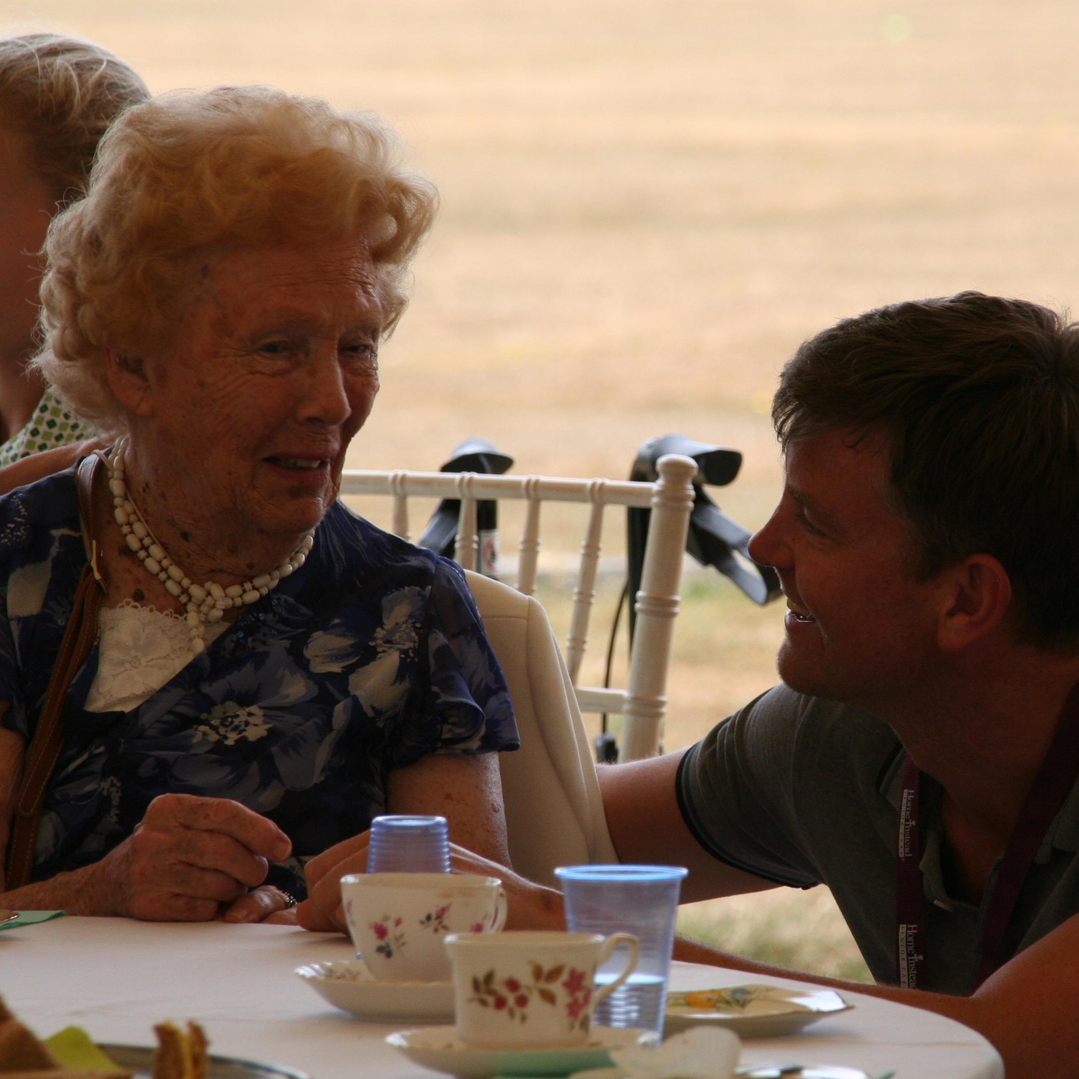 Yvonne enjoying an afternoon out at a tea party at Oakwood School