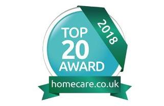 Winner of Top 20 Homecare Award 2018 www.homecare.co.uk