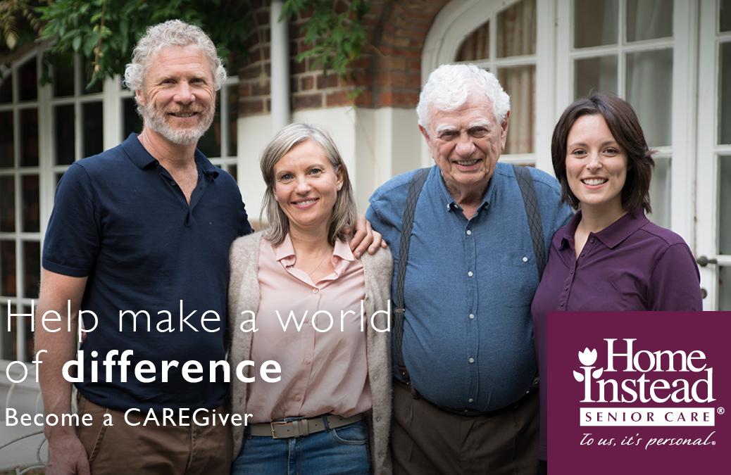 Client and family posing outside with CAREGiver - The Third Stair Image