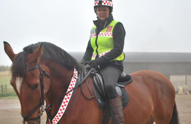 Sally riding her horse Shaun