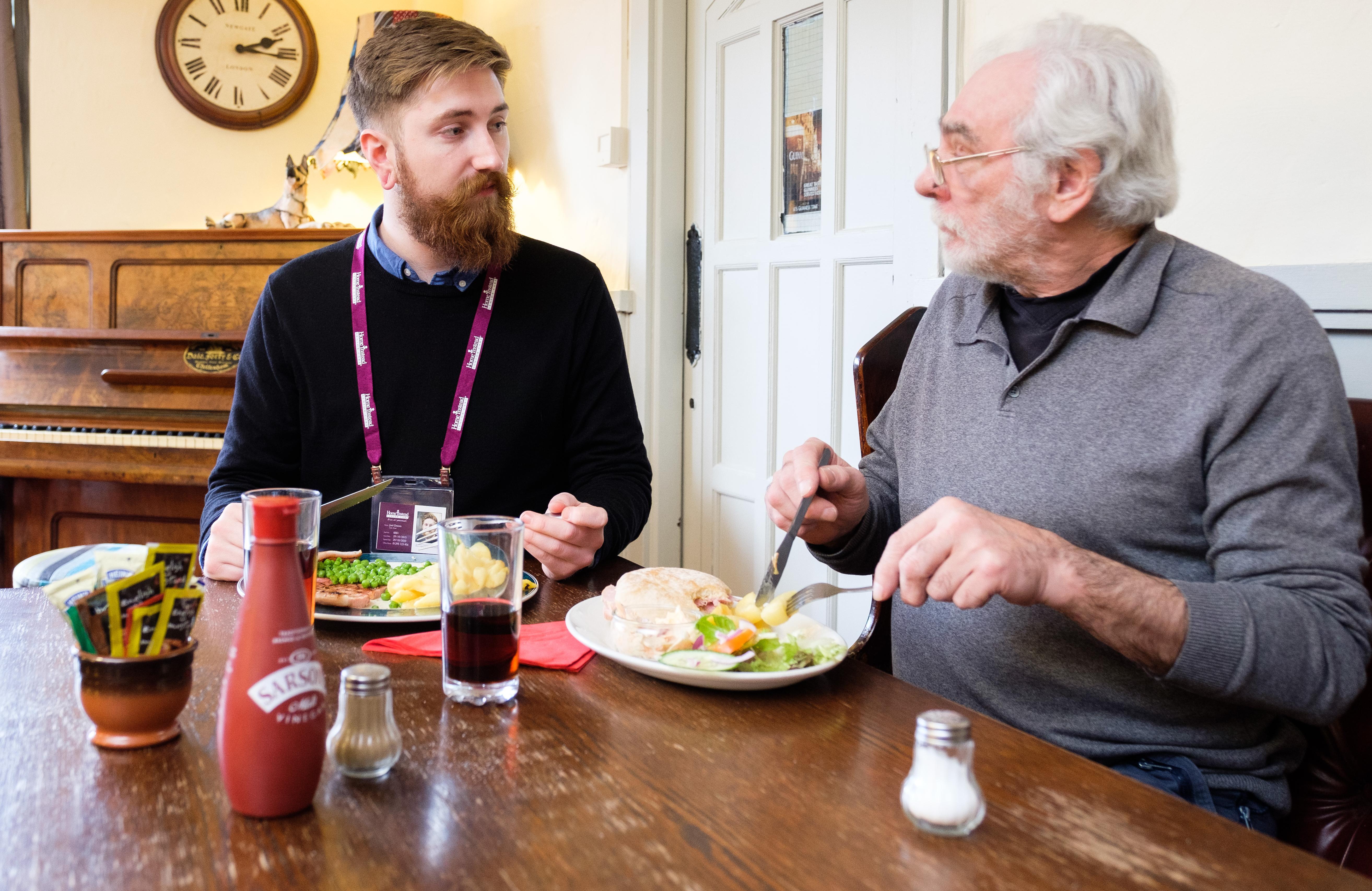 Client and CAREGiver having Dinner together