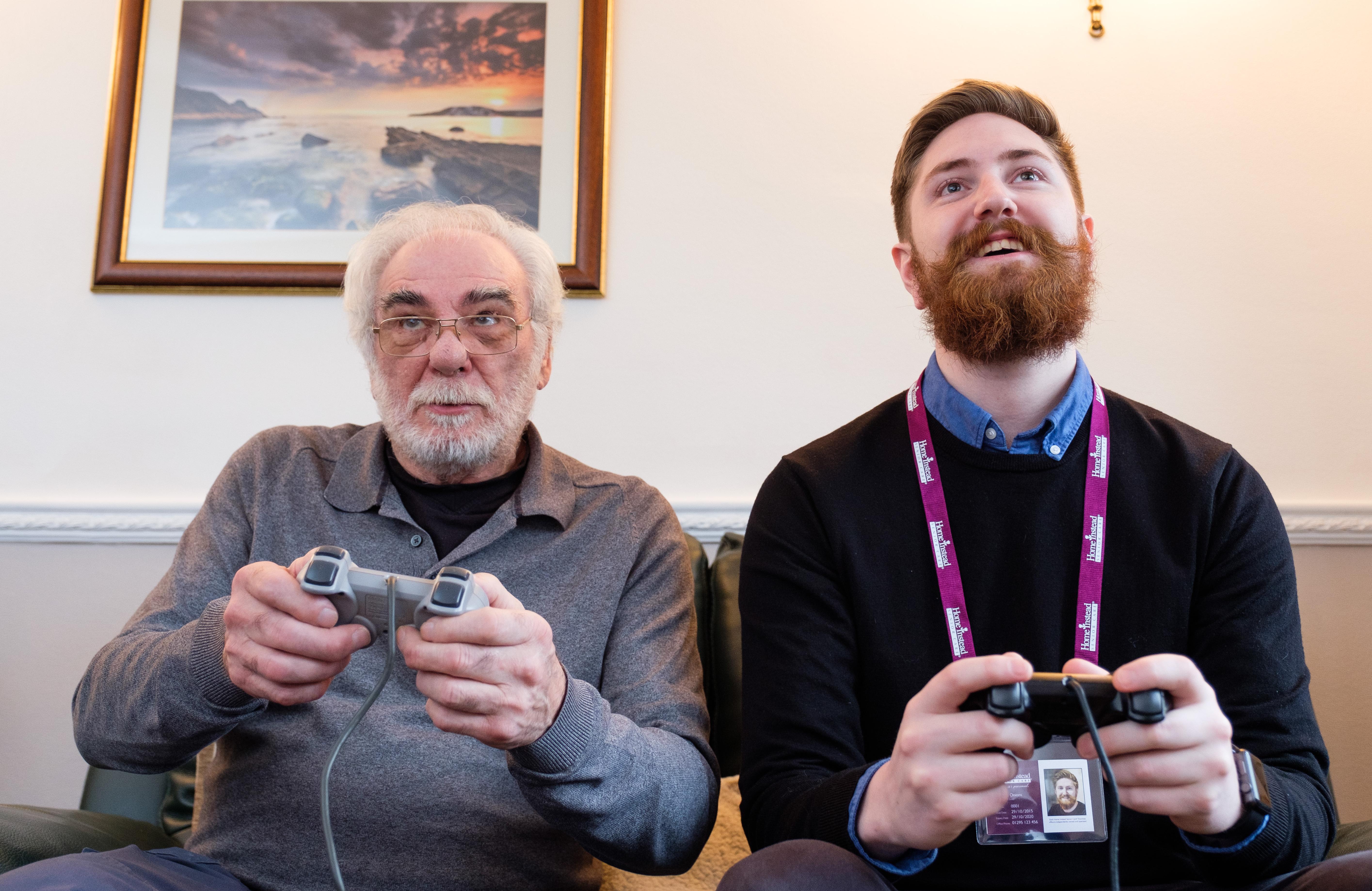 Carer and client play on xbox